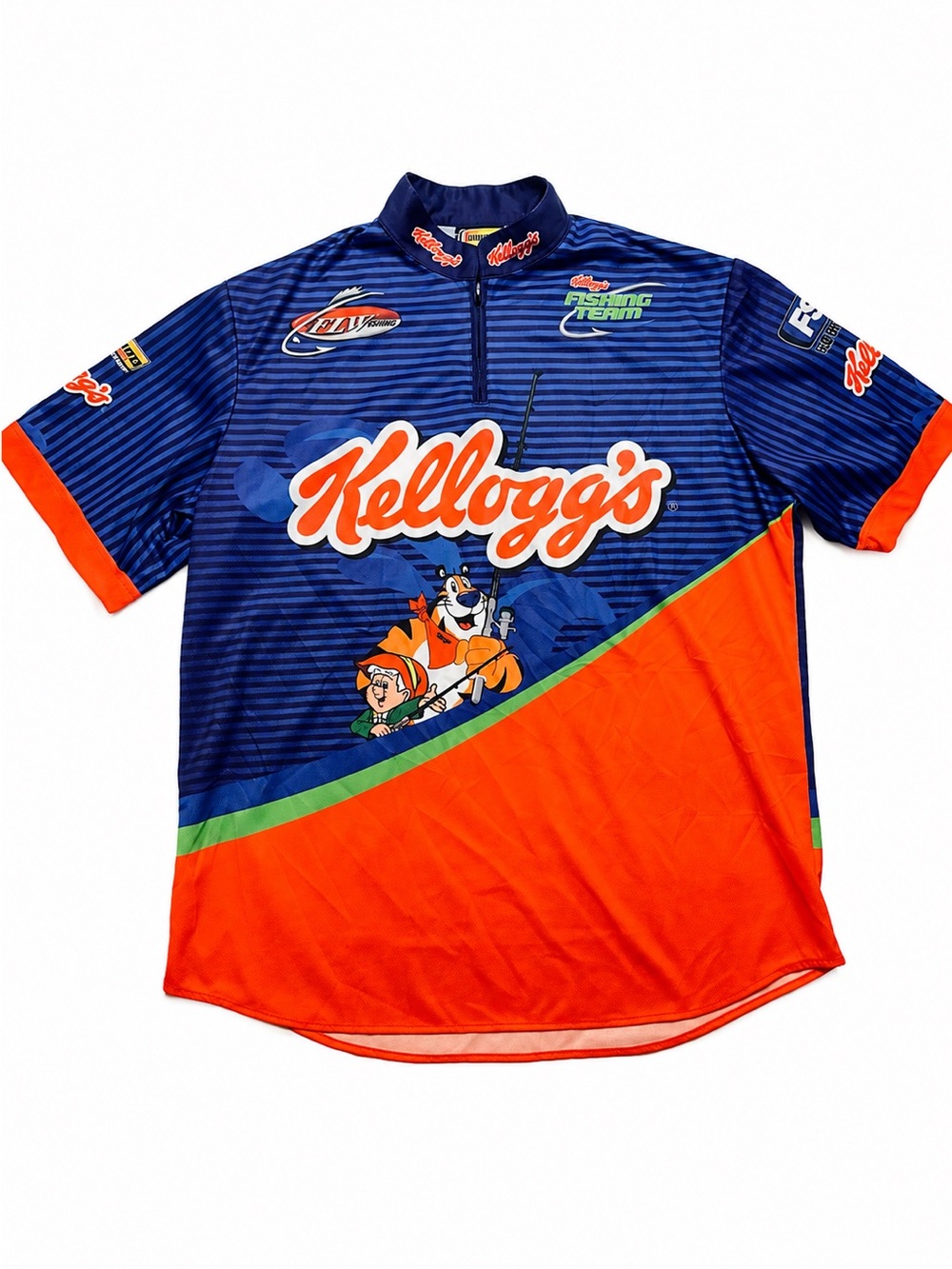 Y2K Kellogg’s Fishing Team Tournament Jersey Shirt XL Quarter Zip Performance - Picture 2 of 13